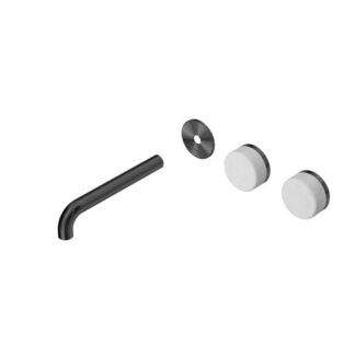 Nero Serenity Wall Basin Set 220mm Offset spout With Carrara Handle Trim Kit Only Gun Metal
