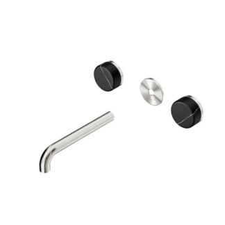 Nero Serenity Wall Basin Set 160mm Spout With Marquina Black Handle Trim Kit Only Brushed Nickel