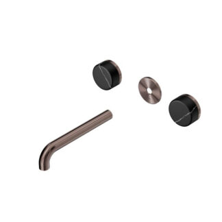 Nero Serenity Wall Basin Set 220mm Spout With Marquina Black Handle Trim Kit Only Brushed Bronze