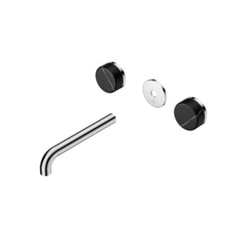 Nero Serenity Wall Basin Set 220mm Spout With Marquina Black Handle Trim Kit Only Chrome
