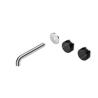 Nero Serenity Wall Basin Set 160mm Offset spout With Marquina Black Handle Trim Kit Only Chrome