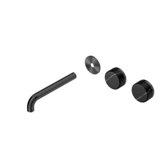 Nero Serenity Wall Basin Set 185mm Offset spout With Marquina Black Handle Trim Kit Only Gun Metal
