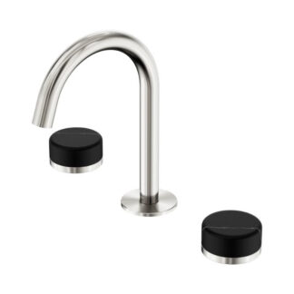 Nero Serenity Basin Set Arc Spout With Marquina Black Handle Brushed Nickel