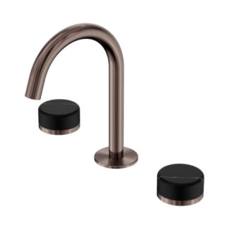 Nero Serenity Basin Set Arc Spout With Marquina Black Handle Brushed Bronze