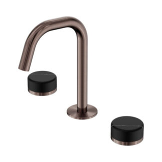 Nero Serenity Basin Set Edge Spout With Marquina Black Handle Brushed Bronze