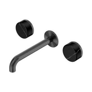 Nero Serenity Wall Basin Set 160mm Spout With Marquina Black Handle Gun Metal
