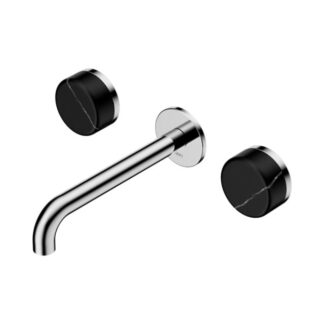 Nero Serenity Wall Basin Set 220mm Spout With Marquina Black Handle Chrome