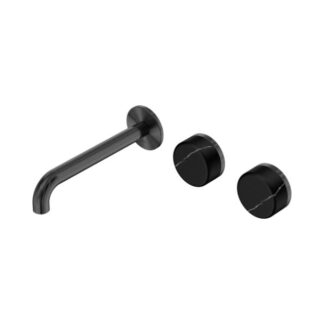 Nero Serenity Wall Basin Set 185mm Offset Spout With Marquina Black Handle Gun Metal