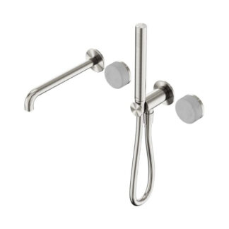 Nero Serenity Progressive Shower System With Spout With Carrara Handle And Slim Shower Brushed Nickel
