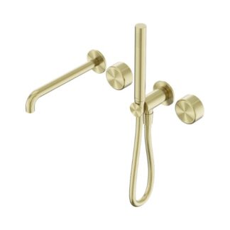 Nero Serenity Progressive Shower System With Spout With Metal Handle And Slim Shower Brushed Gold