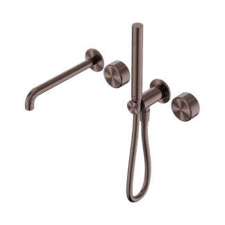 Nero Serenity Progressive Shower System With Spout With Metal Handle And Slim Shower Brushed Bronze
