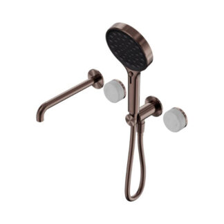 Nero Serenity Progressive Shower System With Spout With Carrara Handle And Serenity Hand Shower Brushed Bronze