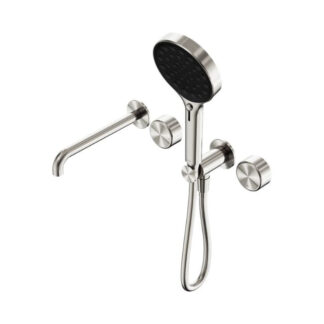 Nero Serenity Progressive Shower System With Spout With Metal Handle And Serenity Hand Shower Brushed Nickel