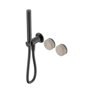 Nero Serenity Progressive Shower System With Rome Travertine Handle And Slim Shower Gun Metal