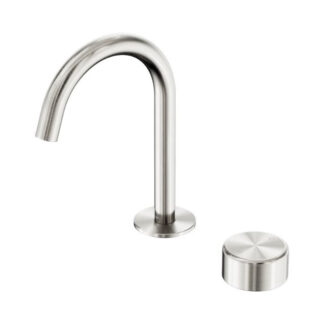 Nero Serenity Progressive Basin Mixer Arc Spout With Metal Handle Brushed Nickel