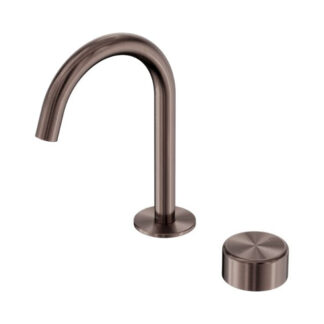 Nero Serenity Progressive Basin Mixer Arc Spout With Metal Handle Brushed Bronze