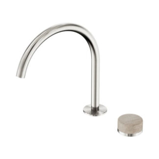 Nero Serenity Progressive Bath/Kitchen Mixer Arc Spout With Rome Travertine Handle Brushed Nickel