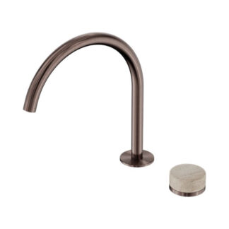 Nero Serenity Progressive Bath/Kitchen Mixer Arc Spout With Rome Travertine Handle Brushed Bronze
