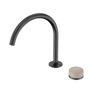 Nero Serenity Progressive Bath/Kitchen Mixer Arc Spout With Rome Travertine Handle Gun Metal