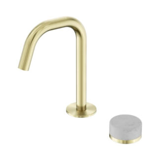 Nero Serenity Progressive Basin Mixer Edge Spout With Carrara Handle Brushed Gold