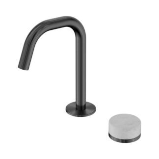 Nero Serenity Progressive Basin Mixer Edge Spout With Carrara Handle Gun Metal
