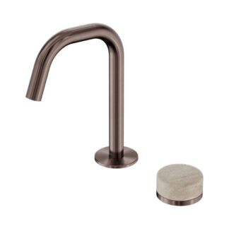 Nero Serenity Progressive Basin Mixer Edge Spout With Rome Travertine Handle Brushed Bronze