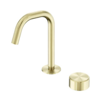 Nero Serenity Progressive Basin Mixer Edge Spout With Metal Handle Brushed Gold