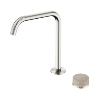 Nero Serenity Progressive Bath/Kitchen Mixer Edge Spout With Rome Travertine Handle Brushed Nickel