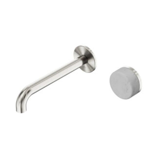 Nero Serenity Progressive Wall Basin Mixer 160mm Spout With Carrara Handle Brushed Nickel