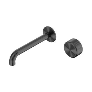 Nero Serenity Progressive Wall Basin Mixer 160mm Spout With Metal Handle Gun Metal