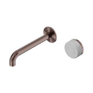 Nero Serenity Progressive Wall Basin Mixer 185mm Spout With Carrara Handle Brushed Bronze
