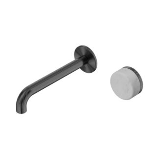 Nero Serenity Progressive Wall Basin Mixer 185mm Spout With Carrara Handle Gun Metal