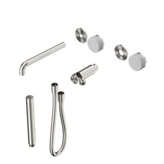 Nero Serenity Progressive Shower System With Spout With Carrara Handle And Slim Shower Trim Kit Only Brushed Nickel