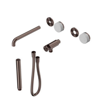 Nero Serenity Progressive Shower System With Spout With Carrara Handle And Slim Shower Trim Kit Only Brushed Bronze