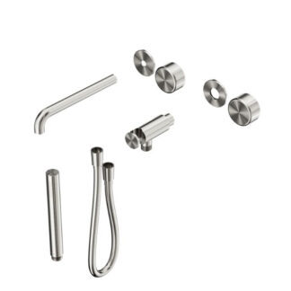 Nero Serenity Progressive Shower System With Spout With Metal Handle And Slim Shower Trim Kit Only Brushed Nickel