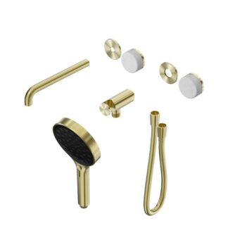 Nero Serenity Progressive Shower System With Spout With Carrara Handle And Serenity Hand Shower Trim Kit Only Brushed Gold