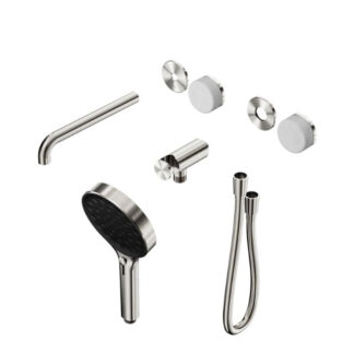 Nero Serenity Progressive Shower System With Spout With Carrara Handle And Serenity Hand Shower Trim Kit Only Brushed Nickel