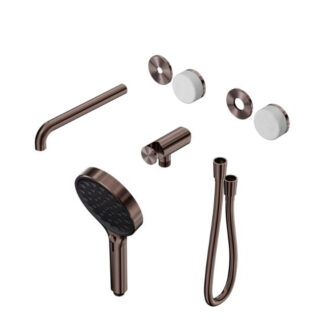 Nero Serenity Progressive Shower System With Spout With Carrara Handle And Serenity Hand Shower Trim Kit Only Brushed Bronze