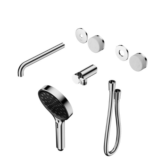 Nero Serenity Progressive Shower System With Spout With Carrara Handle And Serenity Hand Shower Trim Kit Only Chrome