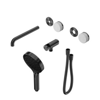 Nero Serenity Progressive Shower System With Spout With Carrara Handle And Serenity Hand Shower Trim Kit Only Gun Metal