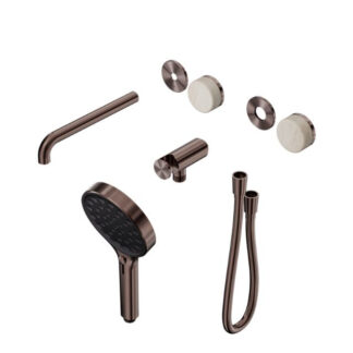 Nero Serenity Progressive Shower System With Spout With Rome Travertine Handle And Serenity Hand Shower Trim Kit Only Brushed Bronze