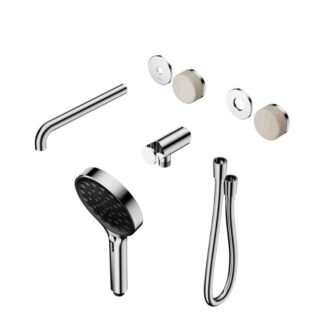 Nero Serenity Progressive Shower System With Spout With Rome Travertine Handle And Serenity Hand Shower Trim Kit Only Chrome