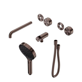 Nero Serenity Progressive Shower System With Spout With Metal Handle And Serenity Hand Shower Trim Kit Only Brushed Bronze