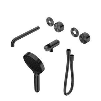 Nero Serenity Progressive Shower System With Spout With Metal Handle And Serenity Hand Shower Trim Kit Only Gun Metal