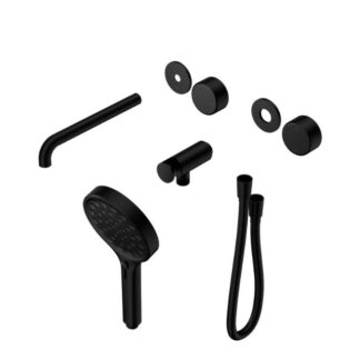 Nero Serenity Progressive Shower System With Spout With Metal Handle And Serenity Hand Shower Trim Kit Only Matte Black