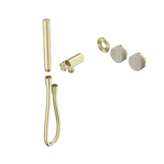 Nero Serenity Progressive Shower System With Rome Travertine Handle And Slim Shower Trim Kit Only Brushed Gold