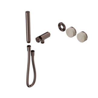 Nero Serenity Progressive Shower System With Rome Travertine Handle And Slim Shower Trim Kit Only Brushed Bronze