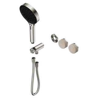 Nero Serenity Progressive Shower System With Rome Travertine Handle And Serenity Hand Shower Trim Kit Only Brushed Nickel