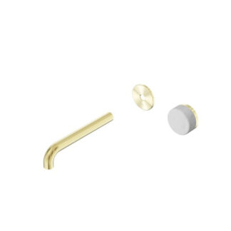 Nero Serenity Progressive Wall Basin Mixer 160mm Spout With Carrara Handle Trim Kit Only Brushed Gold
