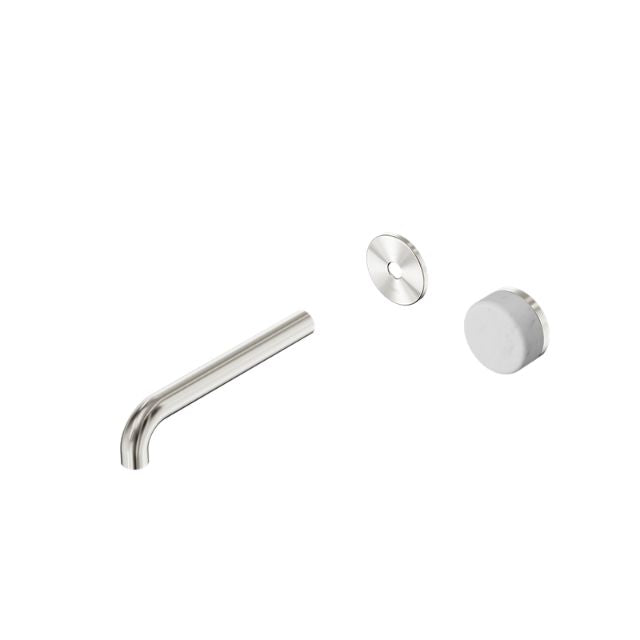 Nero Serenity Progressive Wall Basin Mixer 160mm Spout With Carrara Handle Trim Kit Only Brushed Nickel